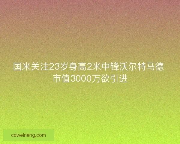 国米关注23岁身高2米中锋沃尔特马德 市值3000万欲引进 国米关注23岁身高2米中锋沃尔特马德 市值3000万欲引进