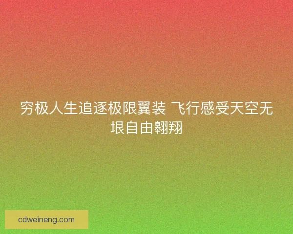 穷极人生追逐极限翼装 飞行感受天空无垠自由翱翔