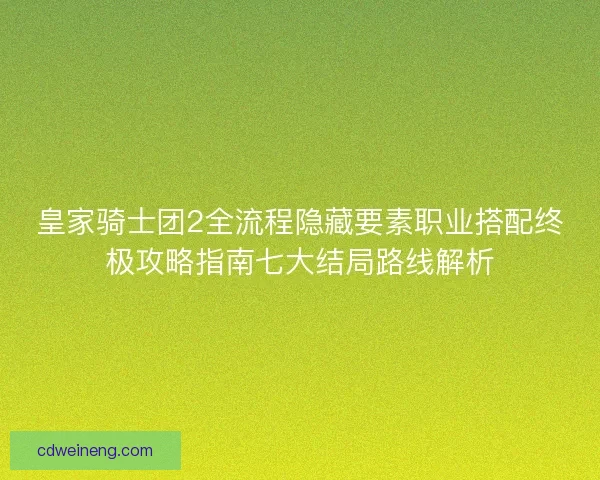 皇家骑士团2全流程隐藏要素职业搭配终极攻略指南七大结局路线解析 皇家骑士团2全流程隐藏要素职业搭配终极攻略指南七大结局路线解析