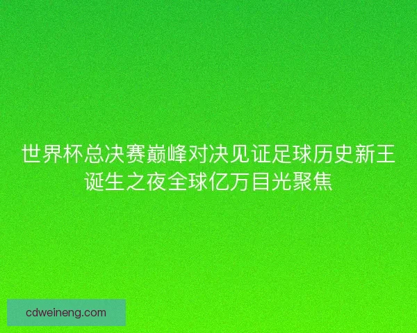 世界杯总决赛巅峰对决见证足球历史新王诞生之夜全球亿万目光聚焦