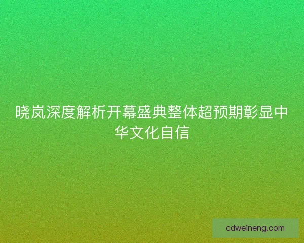 晓岚深度解析开幕盛典整体超预期彰显中华文化自信