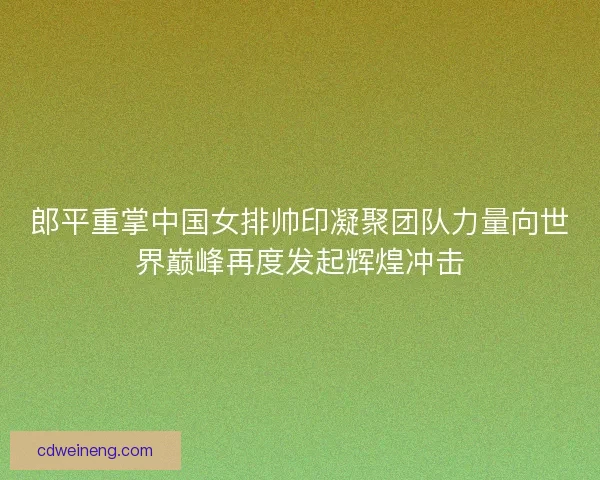 郎平重掌中国女排帅印凝聚团队力量向世界巅峰再度发起辉煌冲击